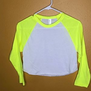 American Apparel Neon Baseball Crop Top, XS